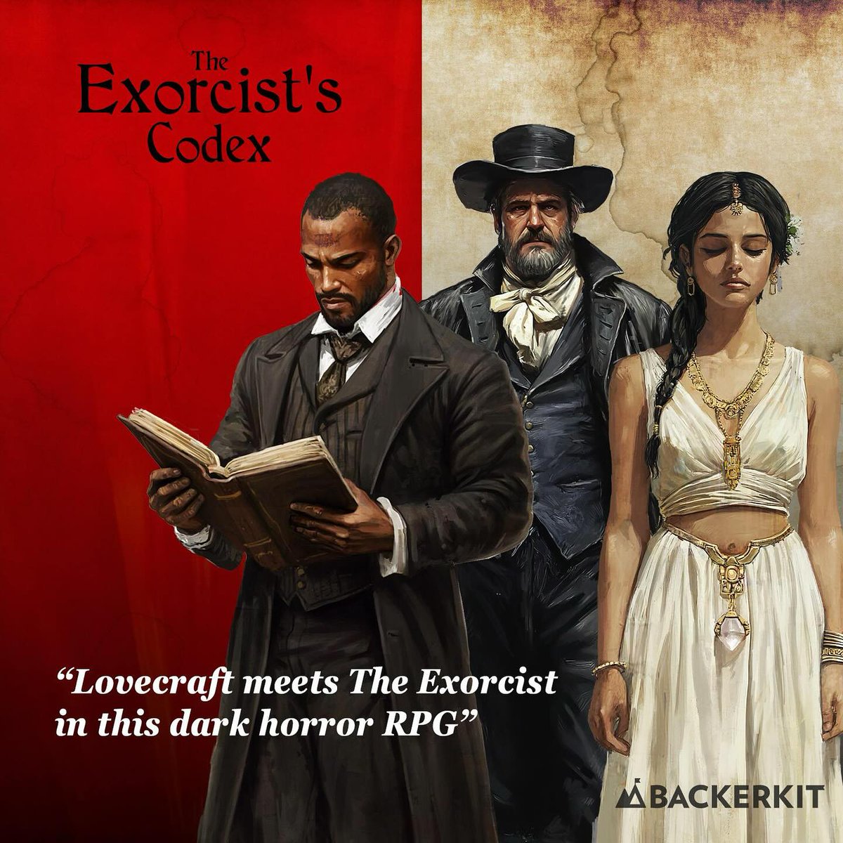 Looking for Reviewers
The Exorcist’s Codex is a dark horror RPG set in the 1890s. Reviewers with platforms (YouTube, etc.), we’d love your feedback! PDFs are available now, and physical copies on demand. PM for more.
backerkit.com/call_to_action…
#ttrpg #lovecraftian #rpg