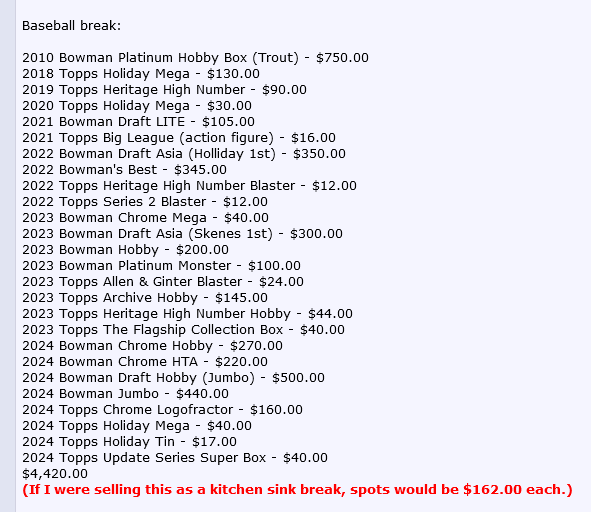 CobiesCards's tweet image. Charity Baseball AUCTION Break - over 20 boxes! $4200+ in product! Please RT!
Every penny goes directly to St Jude Childrens Research Hospital
blowoutforums.com/showthread.php…
Current teams:
Angels - $225
Astros - $100
Athletics - $80
Blue Jays - $80
Braves - $115
Brewers - $175
Cardinals…