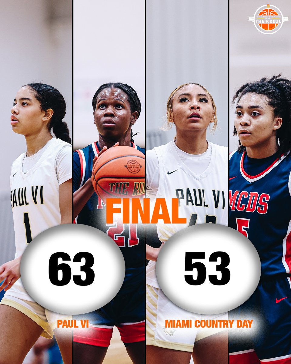 Kreul Classic (@kreulclassic) on Twitter photo FINAL SCORE
Paul VI - 63
Miami Country Day - 53
Leading Scorers:
<a href="/PVIGIRLSBBALL/">Paul VI Girls Basketball</a>
Demi Gilliam <a href="/demiiik7/">demi gilliam</a> 24pts
<a href="/MCDLadySpartans/">MCDSWomensBasketball</a>
Arianna Robinson 16pts FINAL SCORE
Paul VI - 63
Miami Country Day - 53
Leading Scorers:
<a href="/PVIGIRLSBBALL/">Paul VI Girls Basketball</a>
Demi Gilliam <a href="/demiiik7/">demi gilliam</a> 24pts
<a href="/MCDLadySpartans/">MCDSWomensBasketball</a>
Arianna Robinson 16pts