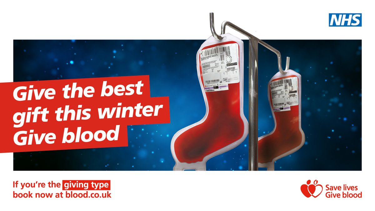 Blood stocks can be affected at this time of year by things like bad weather and seasonal illness. That’s why we have an urgent need for blood donors during Winter. ❄️