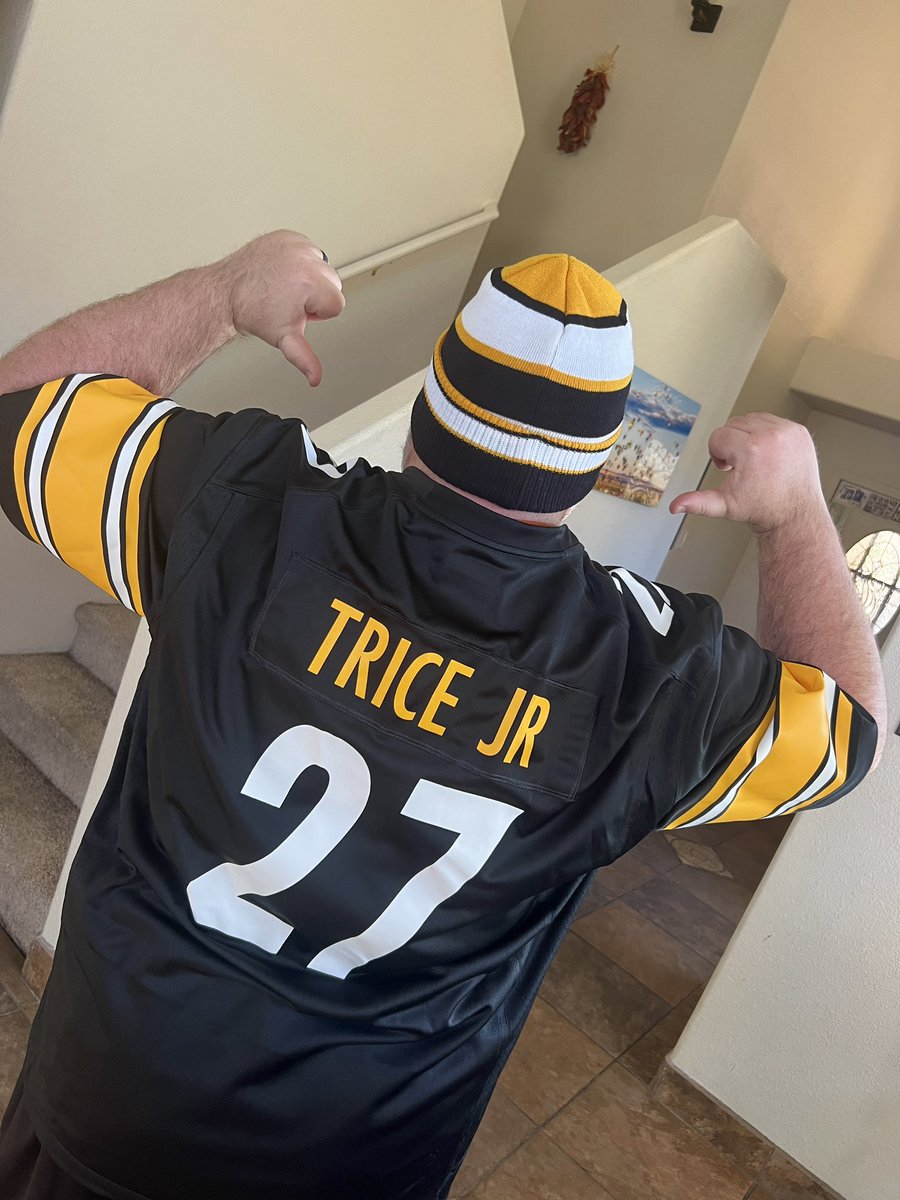 Chris Jung (@iamchrisjung) on Twitter photo I was excited to tell my wife that Cory Trice Jr. is playing in today’s <a href="/steelers/">Pittsburgh Steelers</a> game. It’s first time <a href="/Treez23_/">Cory Trice Jr.</a> has been active since going down with an injury 12 weeks ago.
That announcement was countered by her handing me an early Christmas gift: a customized CTJ jersey! I was excited to tell my wife that Cory Trice Jr. is playing in today’s <a href="/steelers/">Pittsburgh Steelers</a> game. It’s first time <a href="/Treez23_/">Cory Trice Jr.</a> has been active since going down with an injury 12 weeks ago.
That announcement was countered by her handing me an early Christmas gift: a customized CTJ jersey!