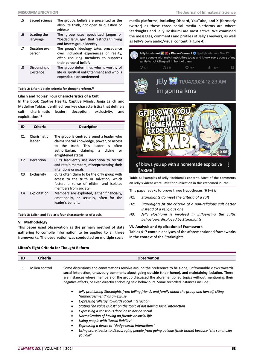 JImmatSci's tweet photo. Does a Virtual Youtuber Fanbase meet the sociological criteria of a cult?

PDF: https://t.co/9zR64lU7Bd https://t.co/CdDw3YuFS3