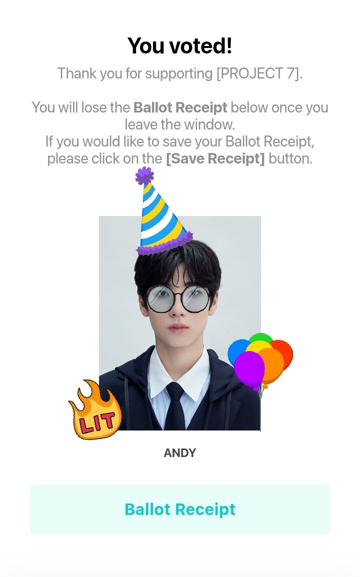 okudandys's tweet photo. #ivoted #vote4andy #orilljump https://t.co/ylc2bQhawb