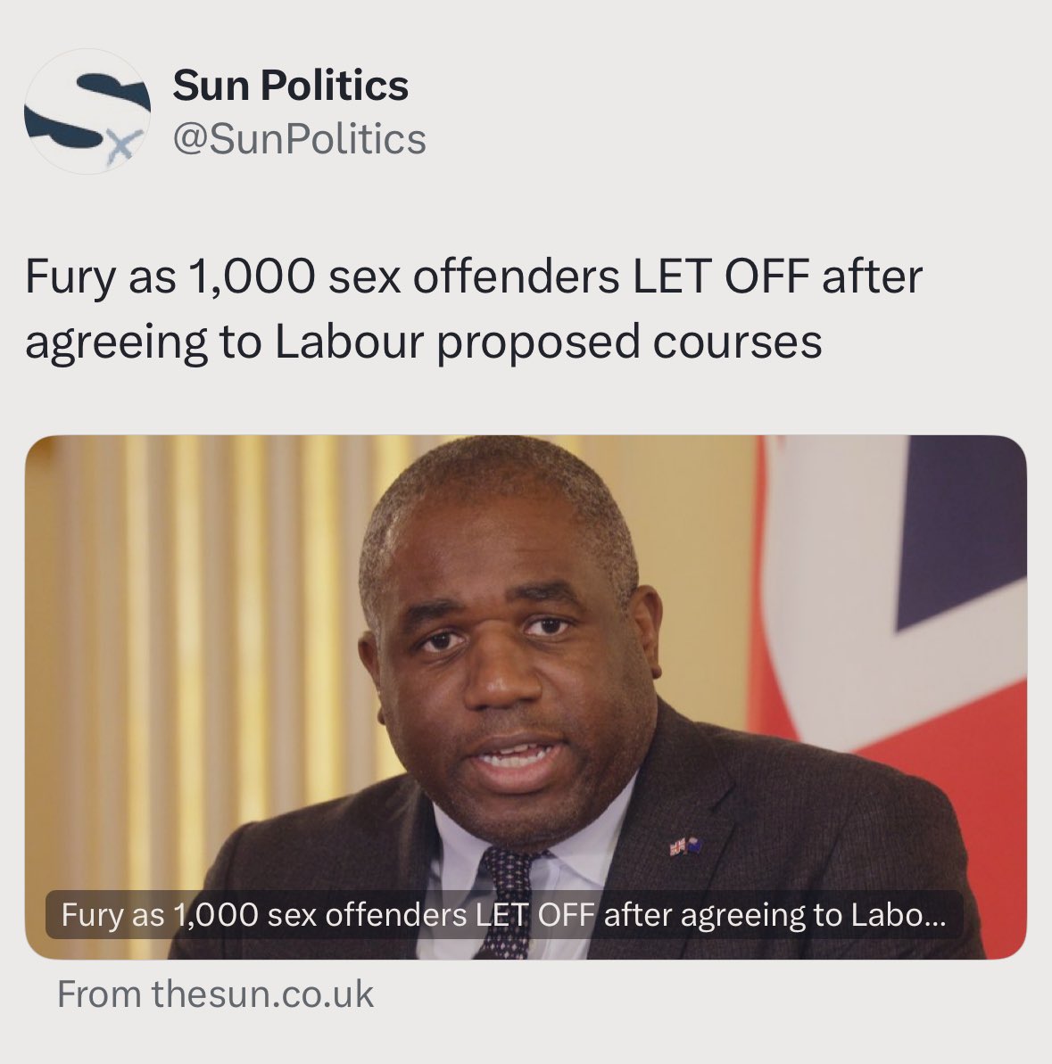 We are in trouble, watch your kids, watch your daughters, watch your wives &amp; girlfriends, as this Government seemingly wants these monsters on our streets.

x.com/SunPolitics/st…