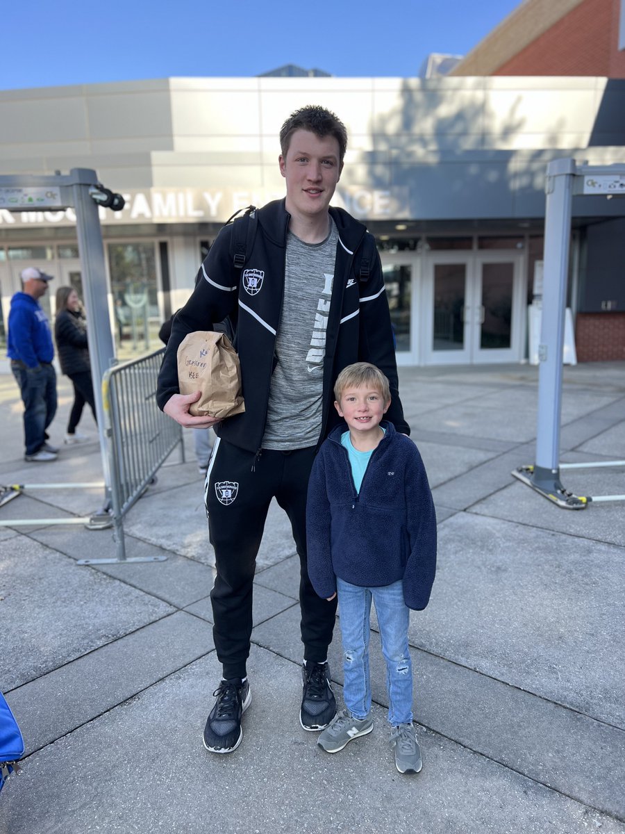 .<a href="/DukeMBB/">Duke Men’s Basketball</a> game today! Jax with Coach <a href="/JonScheyer/">Jon Scheyer</a> and Kon Knueppel