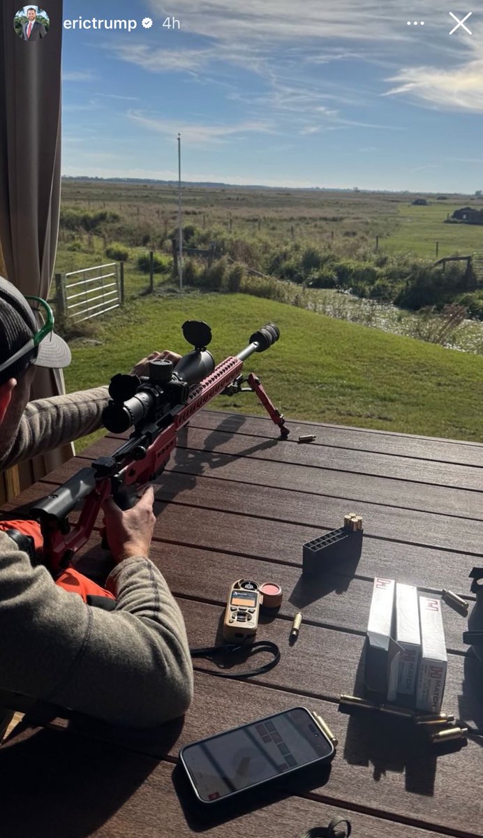 patriottakes's tweet photo. What is Eric Trump hunting in this fenced off pasture land? https://t.co/Mndhub4LBQ