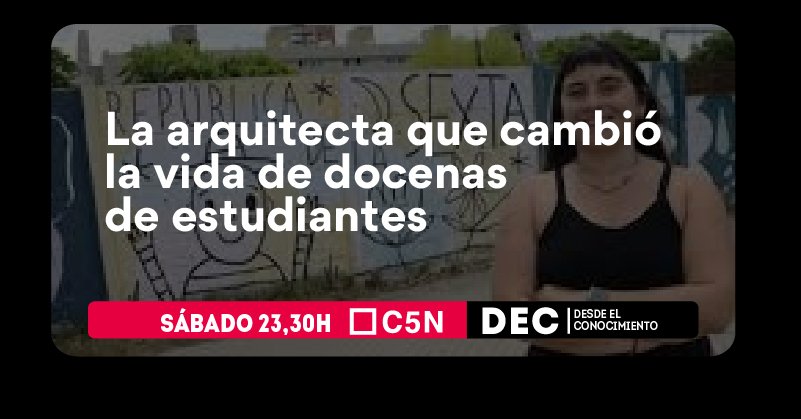 #Hoy 23.30 #C5N | Carolina Roldan, es arquitecta y docente en la Facultad de Arquitectura, Planeamiento y Diseño de la @unroficial nos cuenta su historia de vida y como cambió la vida de docenas de estudiantes.
Con <a href="/luentin/">Lucila Entin</a> y <a href="/Sole_Gori/">Sole Gori</a>
Produce <a href="/freakconsultora/">freakconsultora</a>