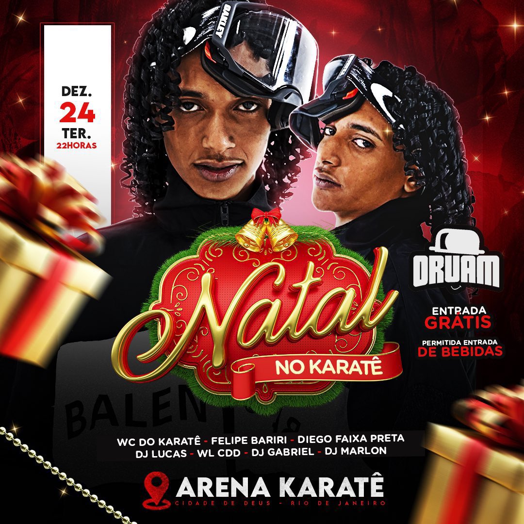 Terça feira é tudo com nós no karatê ✅
Venha curtir o natal com a gente, e curtir o show do ORUAM 🎉

Entrada 0800 
Permitida a entrada de bebidas 

Bora pra cima 🔥🔥🔥🔥