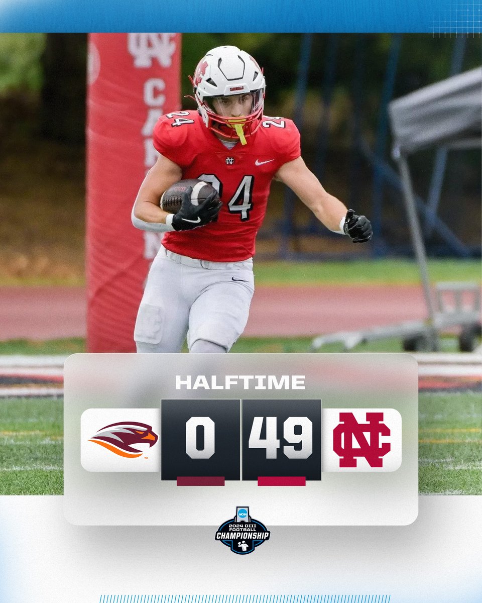 NCAADIII's tweet photo. It's been all @NCC_Athletics after one half in this #D3fb semifinal.
#WhyD3 https://t.co/57EmDlUa1s