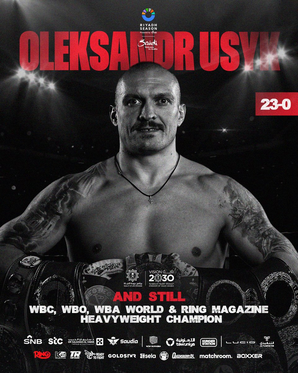 Matchroom Boxing (@matchroomboxing) on Twitter photo ๐๐๐๐ ๐๐ ๐๐๐ ๐๐๐๐ ๐
<a href="/usykaa/">Oleksandr Usyk</a> defeats Tyson Fury for the second time to defend his Unified World Heavyweight Titles ๐ฅ
๐ 116-112, 116-112, 116-112 ๐ #UsykFury2 #RiyadhSeason ๐๐๐๐ ๐๐ ๐๐๐ ๐๐๐๐ ๐
<a href="/usykaa/">Oleksandr Usyk</a> defeats Tyson Fury for the second time to defend his Unified World Heavyweight Titles ๐ฅ
๐ 116-112, 116-112, 116-112 ๐ #UsykFury2 #RiyadhSeason