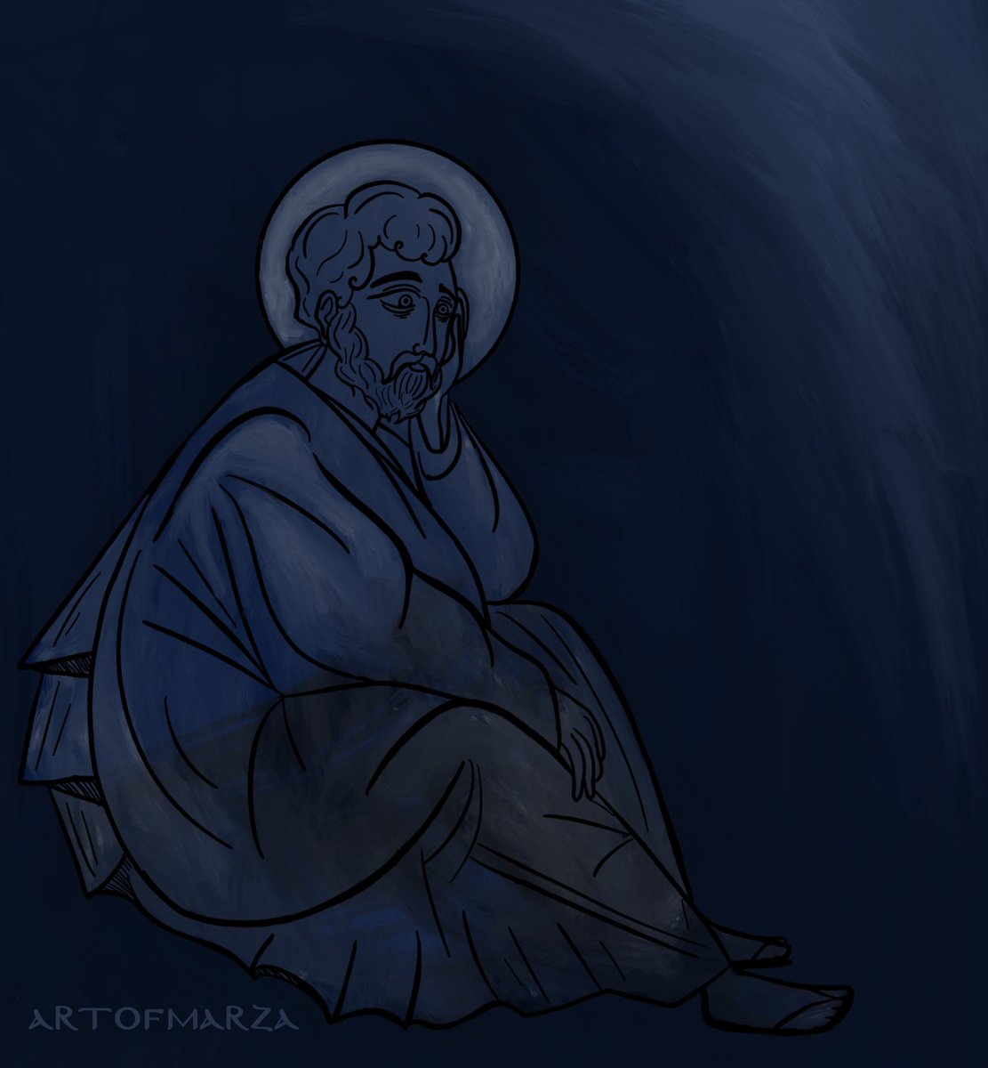 artofmarza's tweet image. I wanted to focus on Saint Joseph this Christmas. Him sitting off to the side full of worry and doubt in the nativity icon always drew me in.
For those who get depressed during the holiday season, please know that your melancholy was experienced even by those closest to Christ.