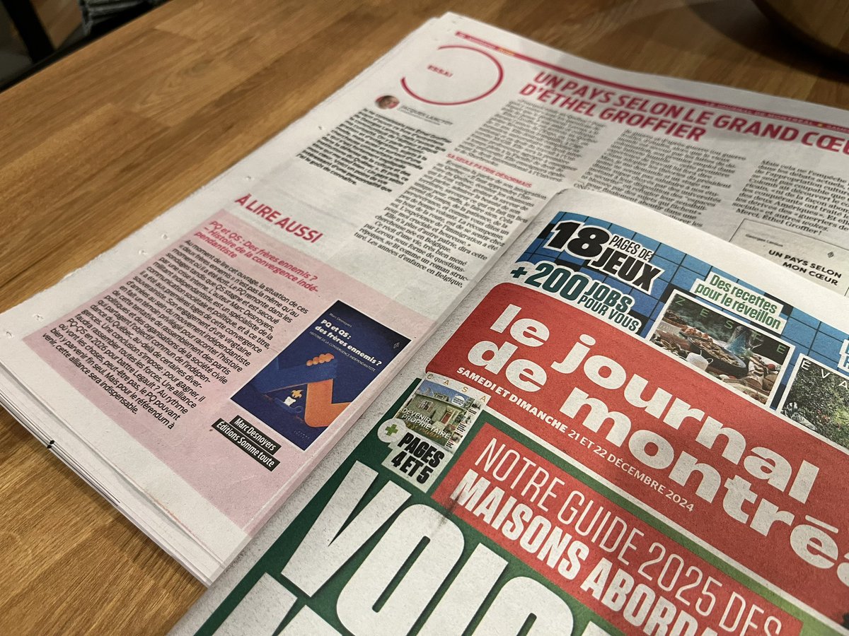 MarcDesnoyers's tweet photo. Mon livre fait partie des recommandations du @JdeMontreal pour les essais à lire pendant le temps des fêtes. 

C’est encore le temps de s’en procurer une copie pour le glisser sous le sapin d’un amateur de politique québécoise. #polqc #assnat https://t.co/DR5XD8jTaQ