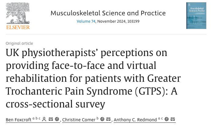 MSKPhysioJnl's tweet photo. ๐ค Do physiotherapists believe they can deliver the same results with virtual care as in-person sessions for GTPS? #GTPS #VirtualPhysiotherapy #PainManagement #Telehealth
๐ข Open access: https://t.co/x0YTFE6TMj https://t.co/67iR7qqLOU