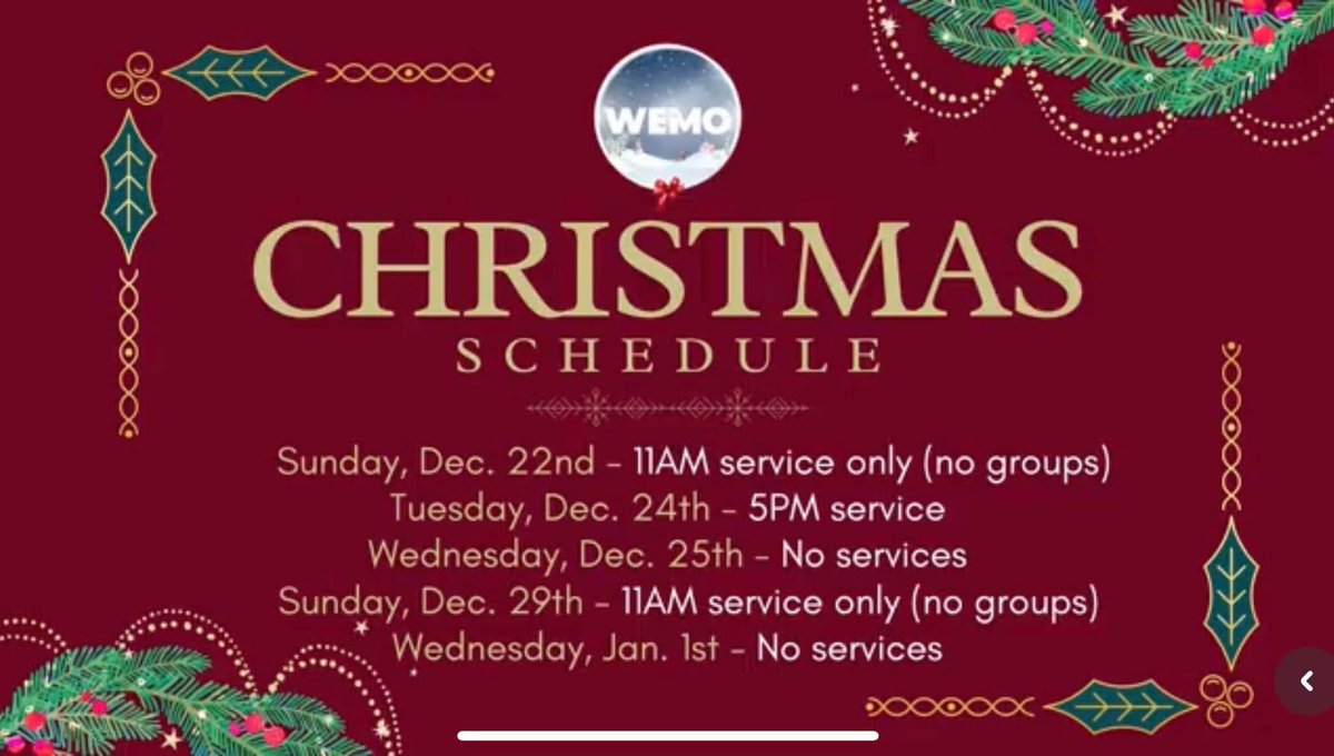 WestMobileBapt's tweet image. One service at 11:00 tomorrow with @WeMoKevin bringing the message. No groups. Take a look at our Christmas schedule.