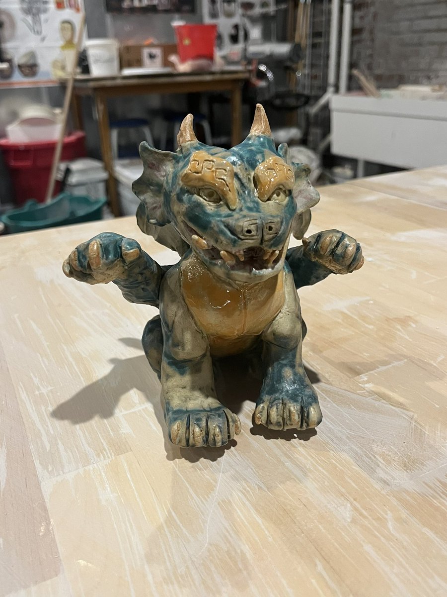 theWiz_ofRoz's tweet photo. Malroth didn’t like his skin but he’s still cute anyways. The semester has finally come to an end!

#ceramics #pottery #malroth #dragonquest https://t.co/iXQn73lR5Q