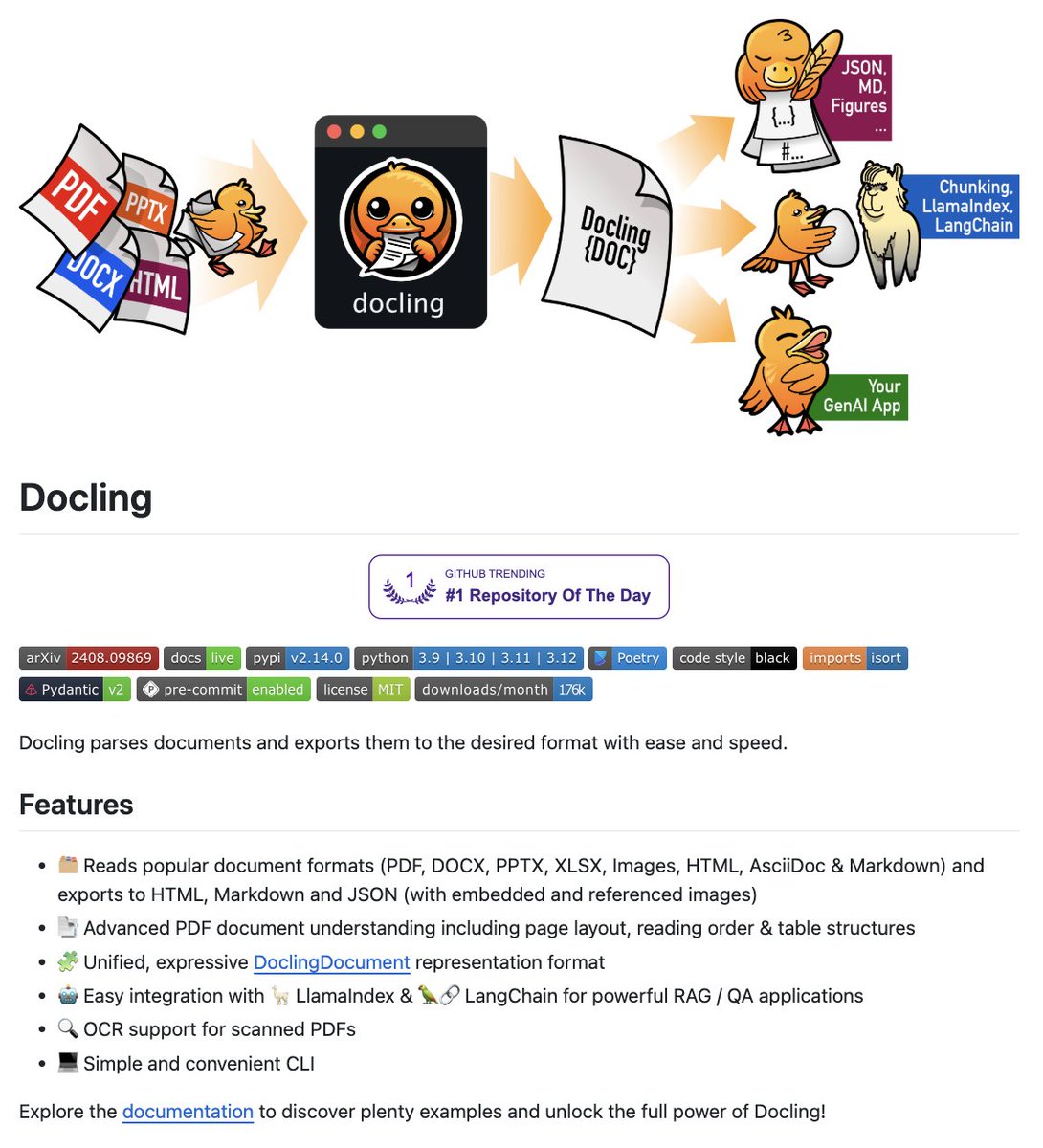 Saboo_Shubham_'s tweet image. Transform any document into LLM-ready format for building AI Agents and RAG apps.

With just three lines of Python Code.

100% Opensource.