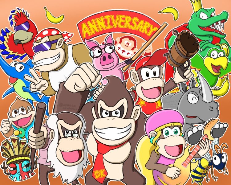 uomaimnemlacoc1's tweet photo. スーパードンキーコングは今年11月で30周年🦍
昔のも近年のも派生作品も合わせて大好きなシリーズ🍌
遅ればせながら祝わせてもらいます、おめでとう🎉
#スーパードンキーコング30周年 https://t.co/R1CKlidak7