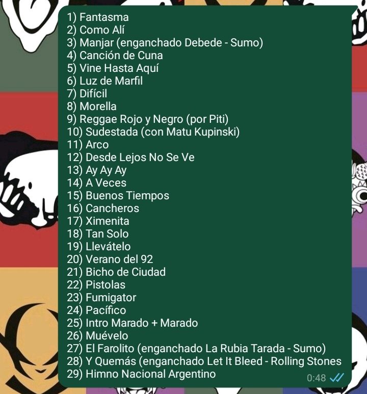 Lista Los Piojos 21/12
