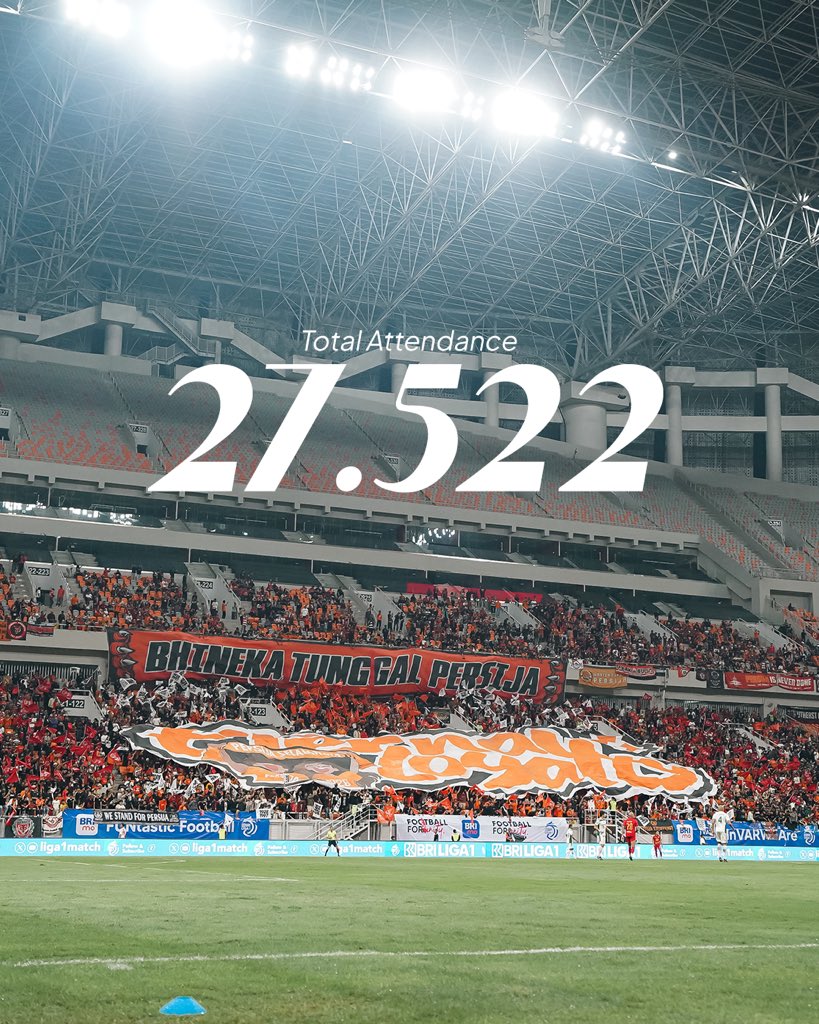 Persija_Jkt's tweet photo. 𝘾𝙤𝙢𝙞𝙣𝙜 𝙗𝙖𝙘𝙠 𝙝𝙤𝙢𝙚 𝙬𝙞𝙩𝙝 𝙡𝙤𝙫𝙚 👆❤️

Sebanyak 𝟮𝟳.𝟱𝟮𝟮 Jakmania hadir langsung di JIS pada laga Persija vs PSS Sleman. Terima kasih dan sampai jumpa di laga kandang selanjutnya, Jak!

#BRILiga1 #TheJakmania #Persija https://t.co/0EoIVxCD01