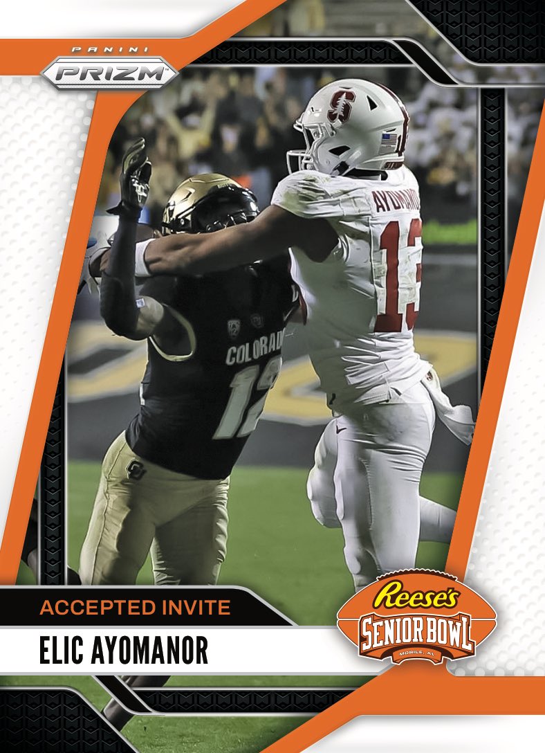 It’s OFFICIAL! WR Elic Ayomanor <a href="/elicayomanor/">Elic Ayomanor</a> from <a href="/StanfordFball/">Stanford Football</a> accepted his invite to the 2025 Reese's Senior Bowl!!! #GoStanford #BestOfTheBest #TheDraftStartsInMOBILE™️ 

@JimNagy_SB <a href="/PaniniAmerica/">Panini America</a> #RatedRookie