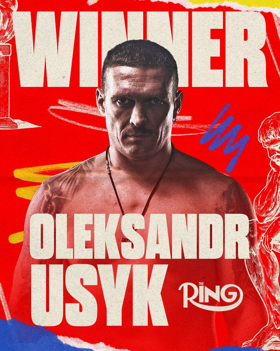 ringmagazine's tweet image. ‼️ Oleksandr Usyk beats Tyson Fury via UD to retain The Ring Magazine, WBC, WBO and WBA heavyweight world titles. What a fight.