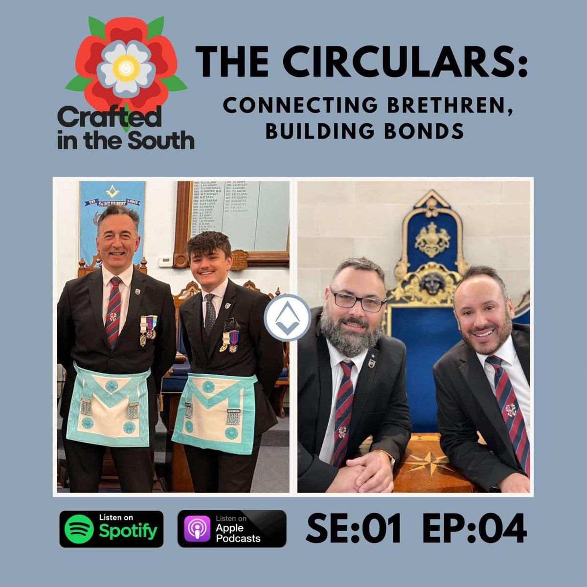 Episode 4 of Crafted in the South is here!
Join James and Roddy as they sit down with Bros Andy Blatch and Morgan Tye to discuss the success of our provincial visiting groups and the value they bring to the craft.

Apple: apple.co/40hOvtC
Spotify: spoti.fi/3UsNqLL