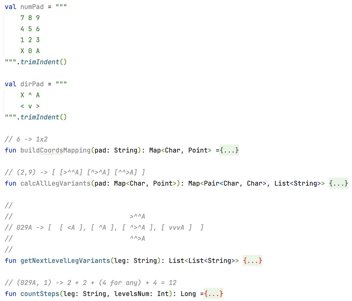 cypok's tweet image. Когда в сигнатуре появляется Map&lt;Pair&lt;Char, Char&gt;, List&lt;String&gt;&gt;, остается только рисовать поясняющие блок-схемы. #AdventOfCode