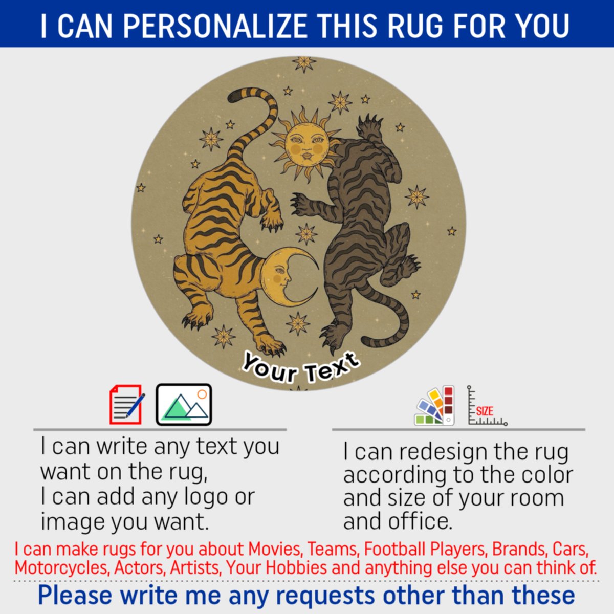 ArtDesing571's tweet photo. A different and original rug...
A journey from naturalness to exoticism.
You can add a different beauty to your home and office with such a rug.
Please write to me or visit my store. https://t.co/OqduFwArPk
#rug #roundrug #homedecor #moon #sun #exotic #tiger https://t.co/VGso4PxVys