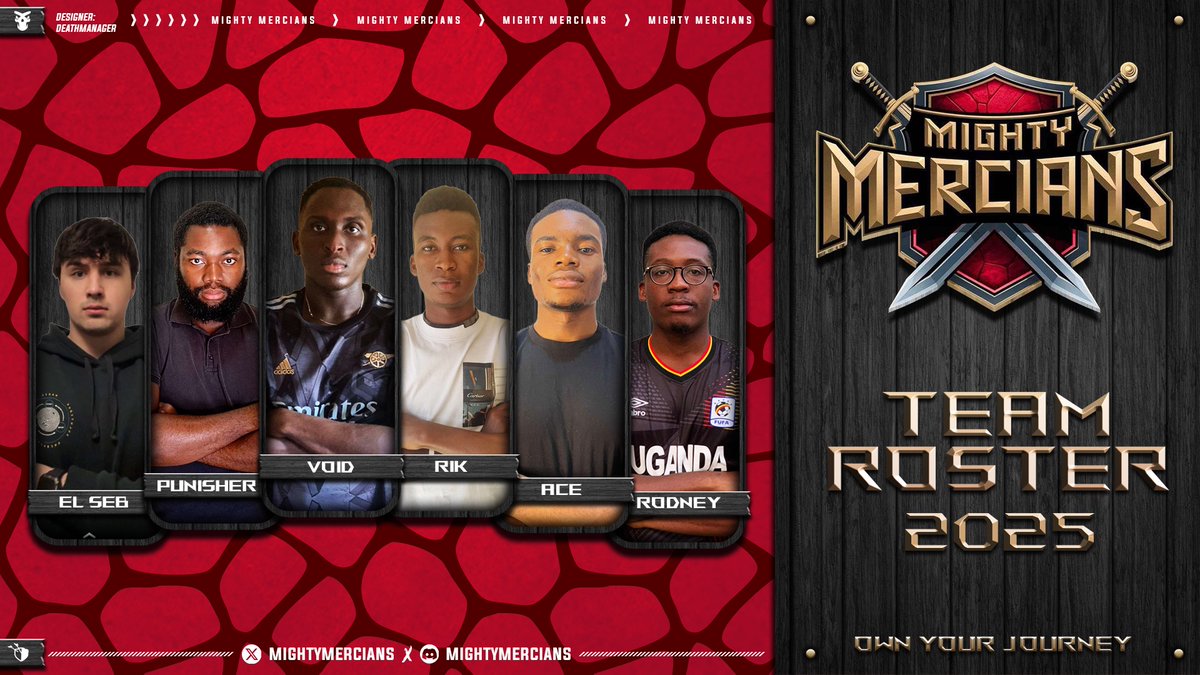 The wait is over! We're proud to unveil our official roster for 2025. This team is ready to make waves and dominate the competition! 🔥

🏆 Introducing the Squad:
Captain: <a href="/richmondesi/">Paul Richmond</a> 
🔹 <a href="/Nuel_plays3/">我是Nuel</a> 
🔹 <a href="/1starclasher/">Kami</a> 
🔹 <a href="/NwanyakaH/">VØID</a> 
🔹 <a href="/RikyEze/">Riky</a> 
🔹 <a href="/ElSeb_9/">El Seb</a> 
🔹 <a href="/LeePunisher/">Punisher Lee</a>