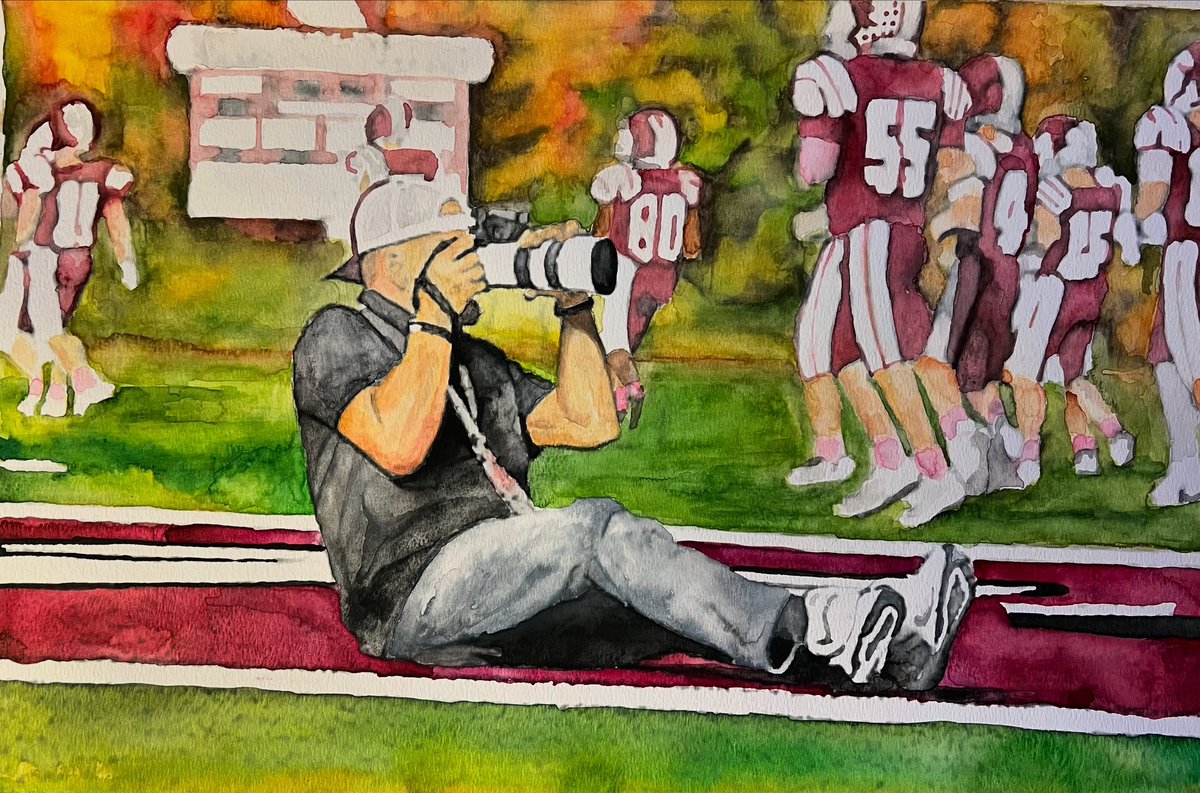 Capturing a moment of a moment being captured. Amazing project to work on for another amazing creator.

🎨🖌️📸
#watercolor #painting #football #hsfootball #bhbl #gospartans
