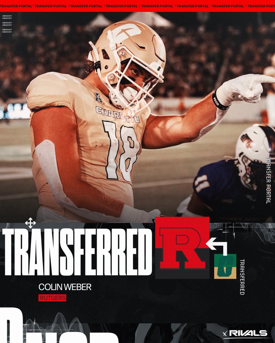 RutgersOn3's tweet image. ⚔️COMMIT ALERT⚔️

Charlotte transfer Tight End Colin Weber (@cdotloading_) has committed to #Rutgers Football!

👉 tinyurl.com/Weber2RU