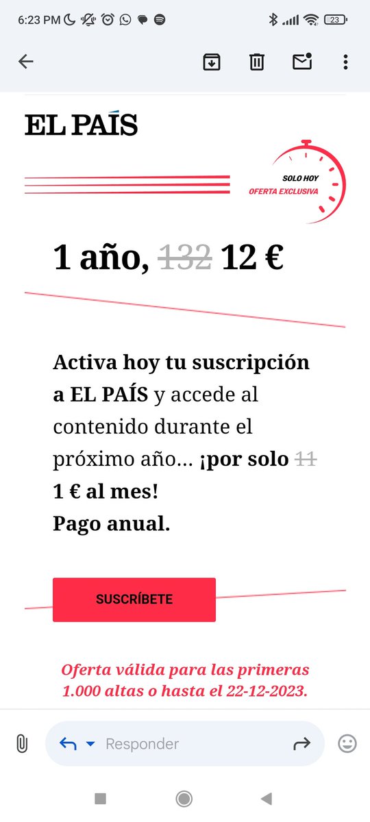 helinspector's tweet photo. POR FAVOR RT para este HILO TRISTE...

Hace un año, diciembre de 2023, acepté una promoción para suscribirme a un medio que he admirado siempre: @el_pais.

La oferta era buena, 12 euros x todo el año. Y tomarla era simple: un enlace, datos personales, un par de clics, ¡y listo! https://t.co/AaIpJYfjR0