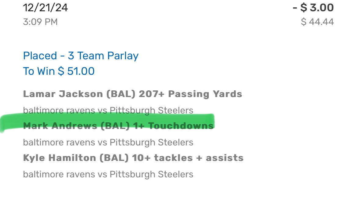 DataNerdBets's tweet image. We need 3 tackles+ assists from Hamilton and 49 passing yards from lamar jackson in this 4th quarter of the Baltimore Ravens x Pittsburgh Steelers game, let's roll!

#nfl #sgp #football #fanduel #dk #draftkings #bovada #parlay #lotto