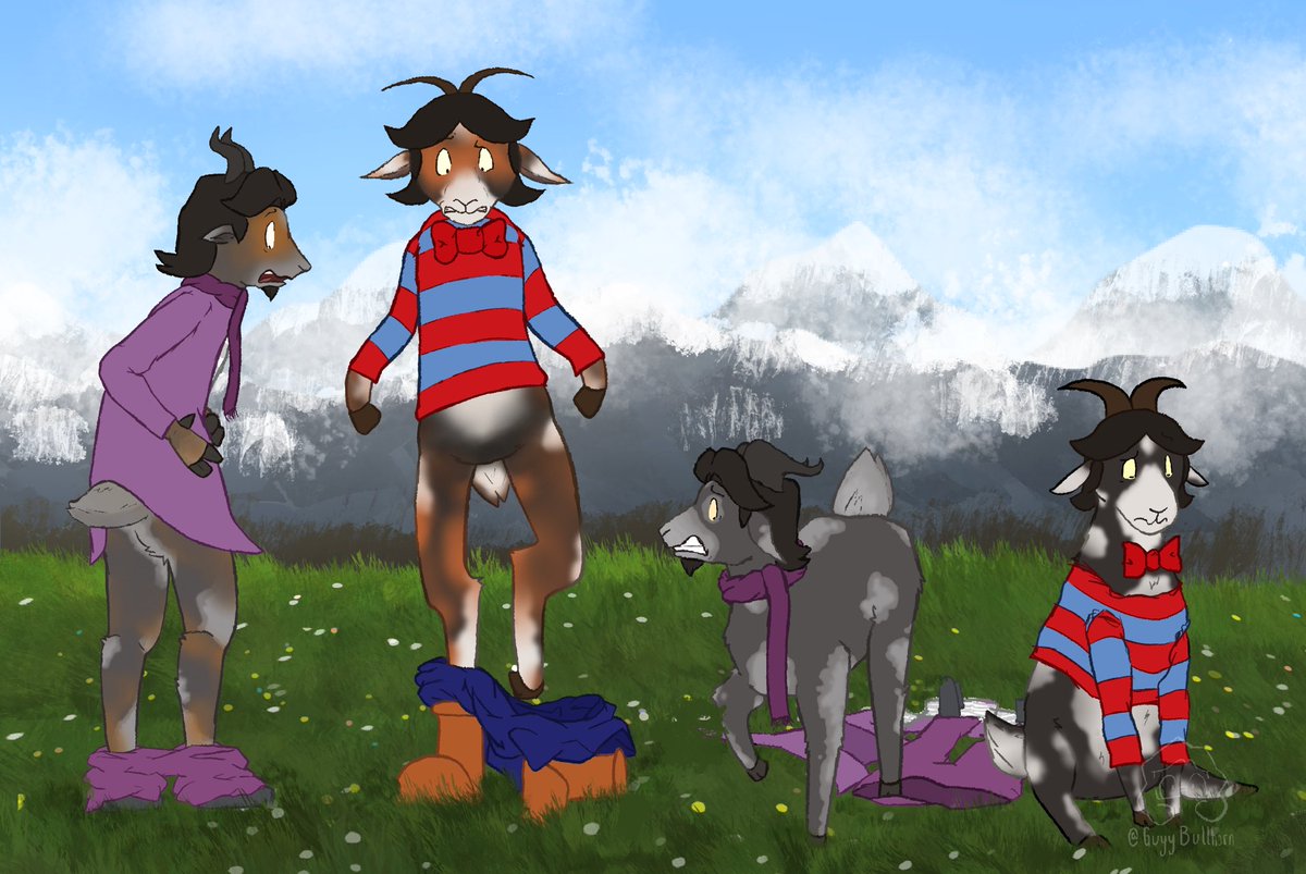 C0MM for <a href="/MatthewThedford/">Matthew Thedford</a>!
(Goat TF)

Looks like they’ve got plenty of grass to graze on!
#Transfur #TFEveryday