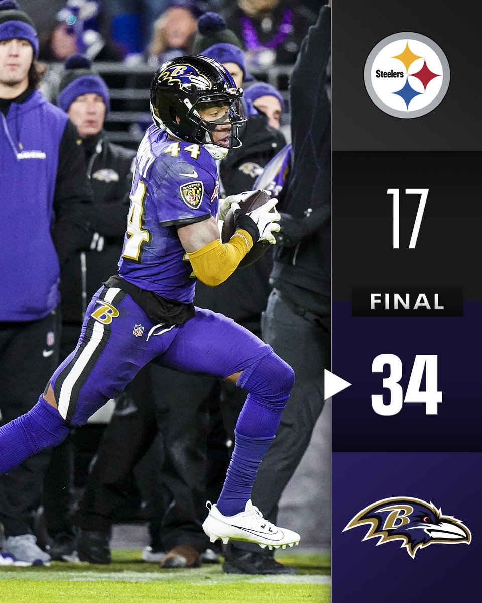 NFL's tweet image. FINAL: @Ravens improve to 10-5! #PITvsBAL