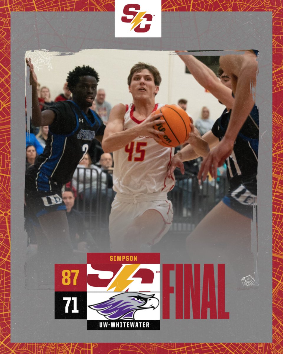 Defending our home court for the W ⚡️🔥

Bo Huston drops 27 points on 10-for-13 shooting
Colton Rasmussen and Marcus Haupert combine for 27 points

🔗 linktr.ee/simpsonmbasket…

#rollriversMBB #d3hoops