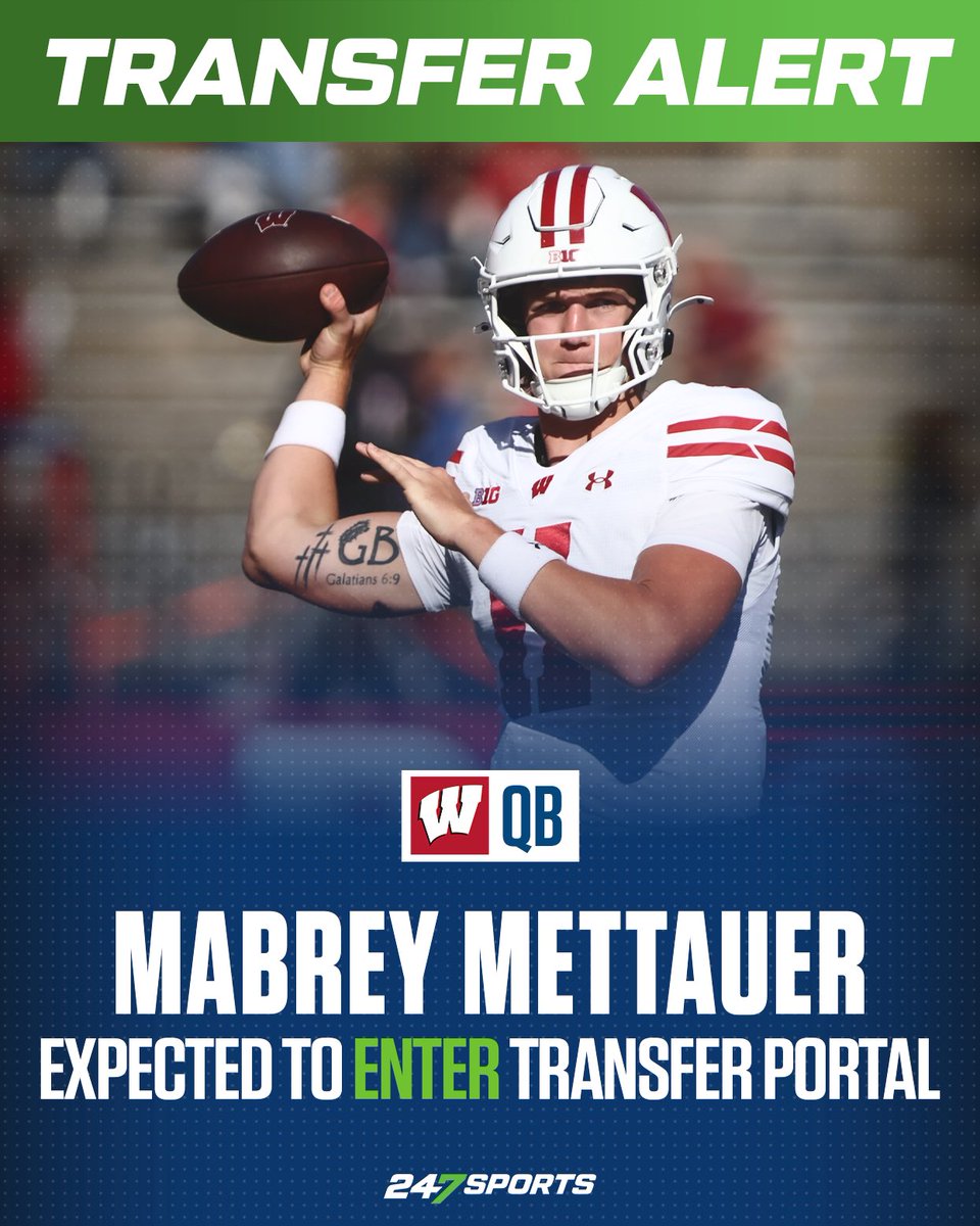 Wisconsin true freshman QB Mabrey Mettauer is expected to enter the transfer portal, a source tells <a href="/CBSSports/">CBS Sports</a>/<a href="/247Sports/">247Sports</a>.

The 6-foot-4, 230-pound Texas native was a Class of 2024 four-star recruit.

247sports.com/player/mabrey-…