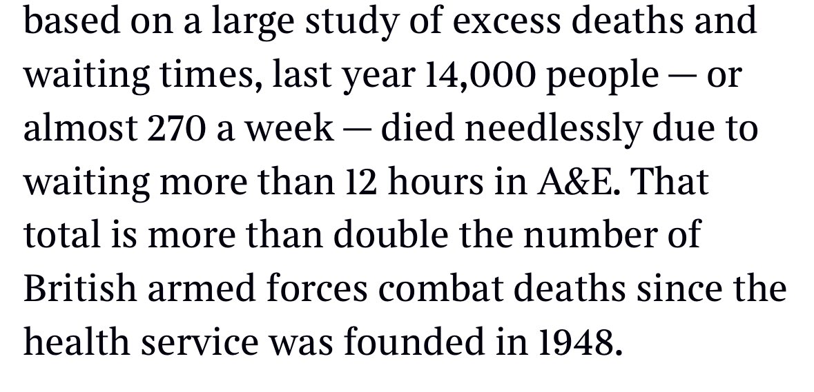 Joel Adams (@journo_joela) on Twitter photo Last year 14,000 people died needlessly from 12+ hour waits in A&E 😳
That’s not like road fatalities, where modern life means sadly there’ll always be some. That’s a number that should & could be zero. Extraordinary nugget from <a href="/RCollEM/">Royal College of Emergency Medicine</a> in <a href="/thetimes/">The Times and The Sunday Times</a> by <a href="/cazjwheeler/">caroline wheeler</a> <a href="/Ben_Spencer/">Ben Spencer</a> Last year 14,000 people died needlessly from 12+ hour waits in A&E 😳
That’s not like road fatalities, where modern life means sadly there’ll always be some. That’s a number that should & could be zero. Extraordinary nugget from <a href="/RCollEM/">Royal College of Emergency Medicine</a> in <a href="/thetimes/">The Times and The Sunday Times</a> by <a href="/cazjwheeler/">caroline wheeler</a> <a href="/Ben_Spencer/">Ben Spencer</a>