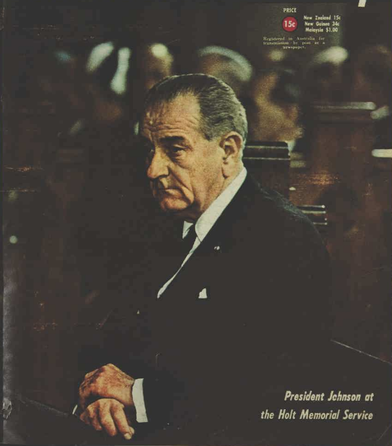 AustAnglican's tweet photo. 22 December 1967: President Johnson at the Holt Memorial Service, St Paul's Cathedral, Melbourne. A sombre Christmas for Australia that year. @StPaulsCathMelb #57years https://t.co/3OEj7EyIOs