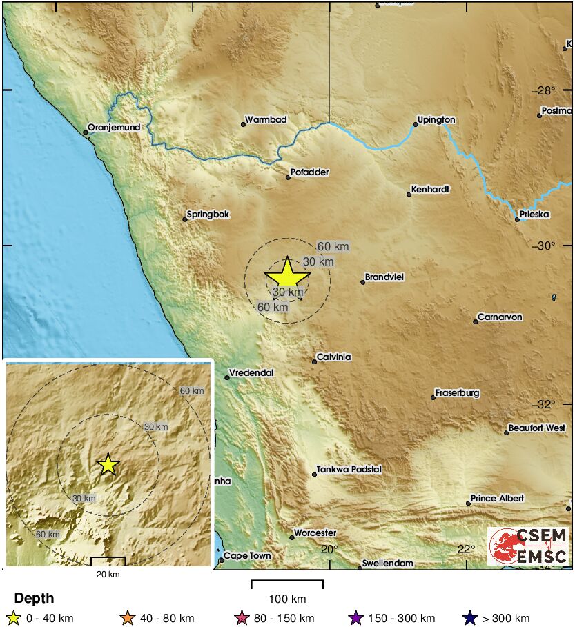 LastQuake's tweet photo. 🔔#Earthquake (#aardbewing) M5.5 occurred 118 km NW of #Calvinia (South Africa) 13 min ago (local time 02:51:07). More info at:
📱https://t.co/QMSpuj6Z2H
🌐https://t.co/ZwGUjDWmms
🖥https://t.co/NKGTh9pGPr https://t.co/PnJTdwXTBF