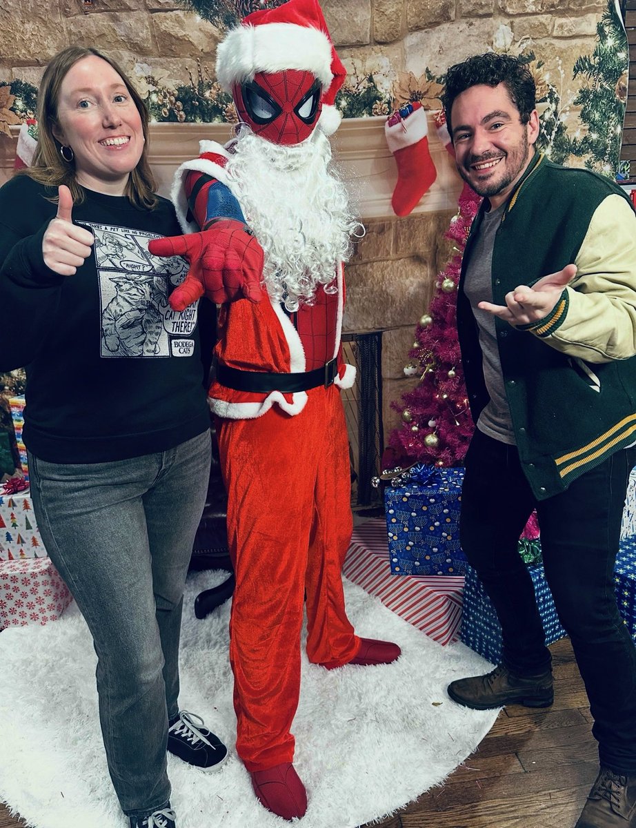 Met Spidey-Claus at <a href="/capecowlcomics/">Cape and Cowl Comics</a>’ 9th anniversary party. They’re open til 6!