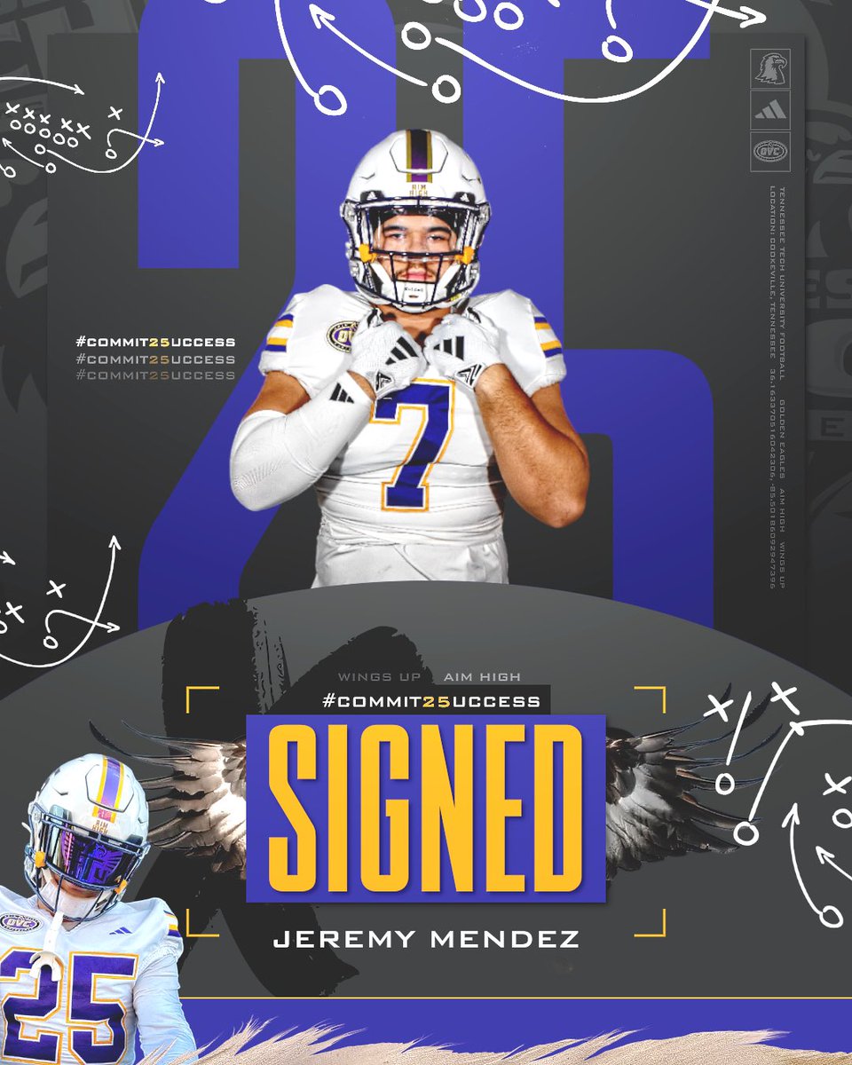 TNTechFootball's tweet photo. WELCOME TO THE GOLDEN EAGLE FAMILY @JeremyMendez_ π¦
π₯
#COMMIT25UCCESS
#AimHigh | #WingsUp https://t.co/24nLu8VGkd