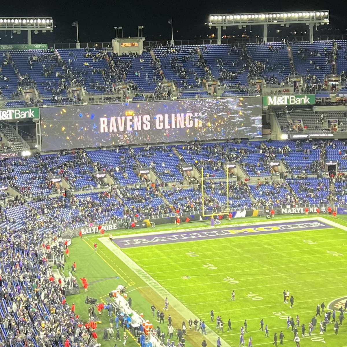 lazrus18's tweet photo. Beat the Steelers! Division win! Clinch playoff berth! Best 50th birthday present EVER! 💜 💜 #ravensflock https://t.co/F8GxpM767T