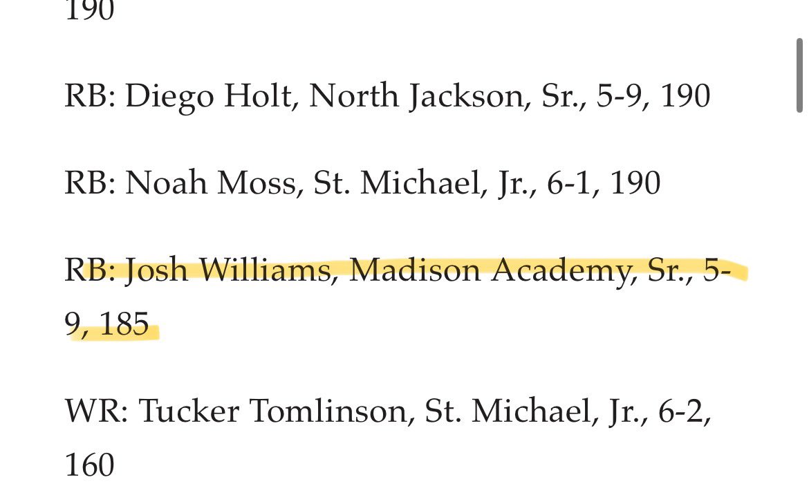 Joshua A.Williams19 (@joshwilliams_6) on Twitter photo Blessed to be named All-State 2nd TeamππΎ <a href="/MAMustangsFB/">Madison Academy Football</a> <a href="/CoachBGodsey/">Bob Godsey</a> <a href="/JustLeek/">Malik Miller</a> Blessed to be named All-State 2nd TeamππΎ <a href="/MAMustangsFB/">Madison Academy Football</a> <a href="/CoachBGodsey/">Bob Godsey</a> <a href="/JustLeek/">Malik Miller</a>