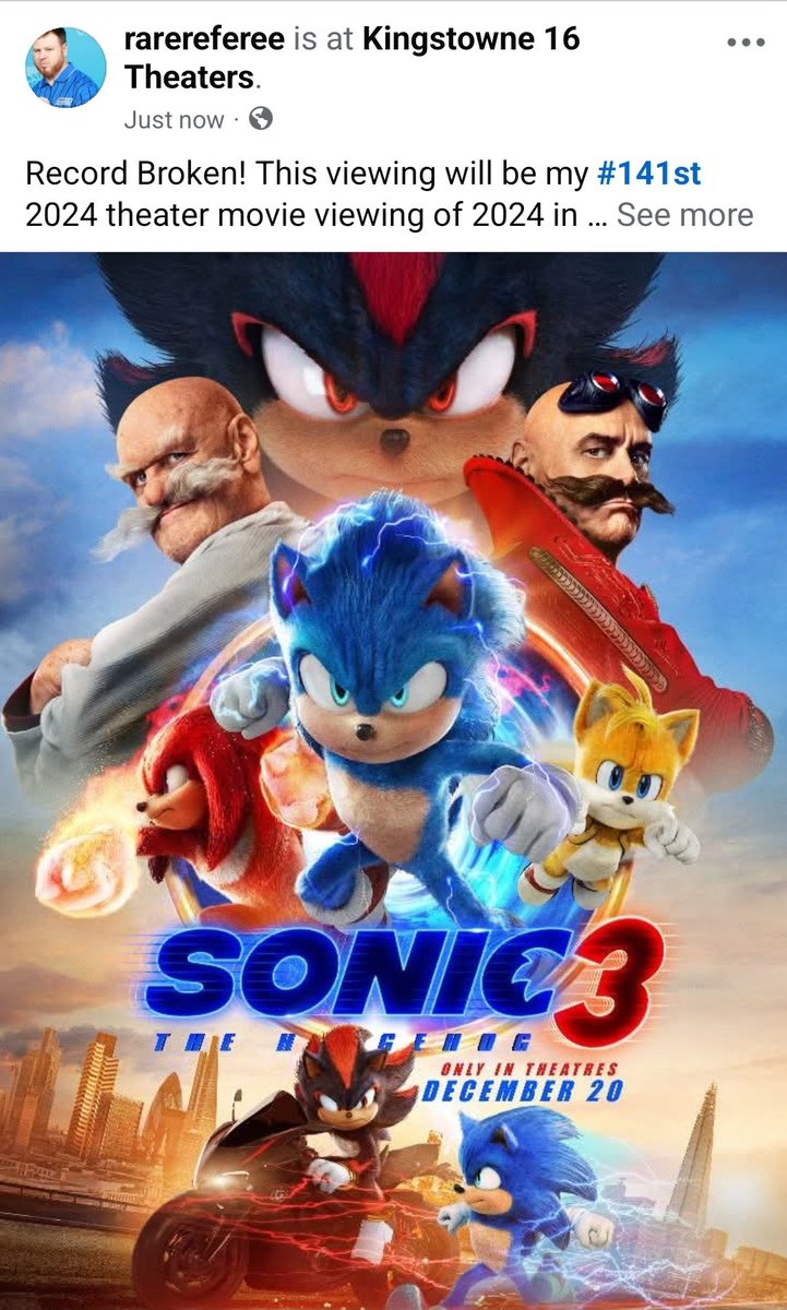 therarereferee's tweet image. Record Broken! This viewing will be my #141st 2024 theater movie viewing of 2024 in 2024. My all-time record is broken tonight

I officially have broken all my records since 2017.

Now, can i beat my all time # of 140, with Dec31 still a length away. Time will tell.

In 2023,I