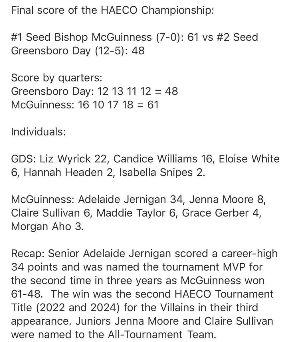 Bishop McGuinness Varsity Lady Villains tweet media
