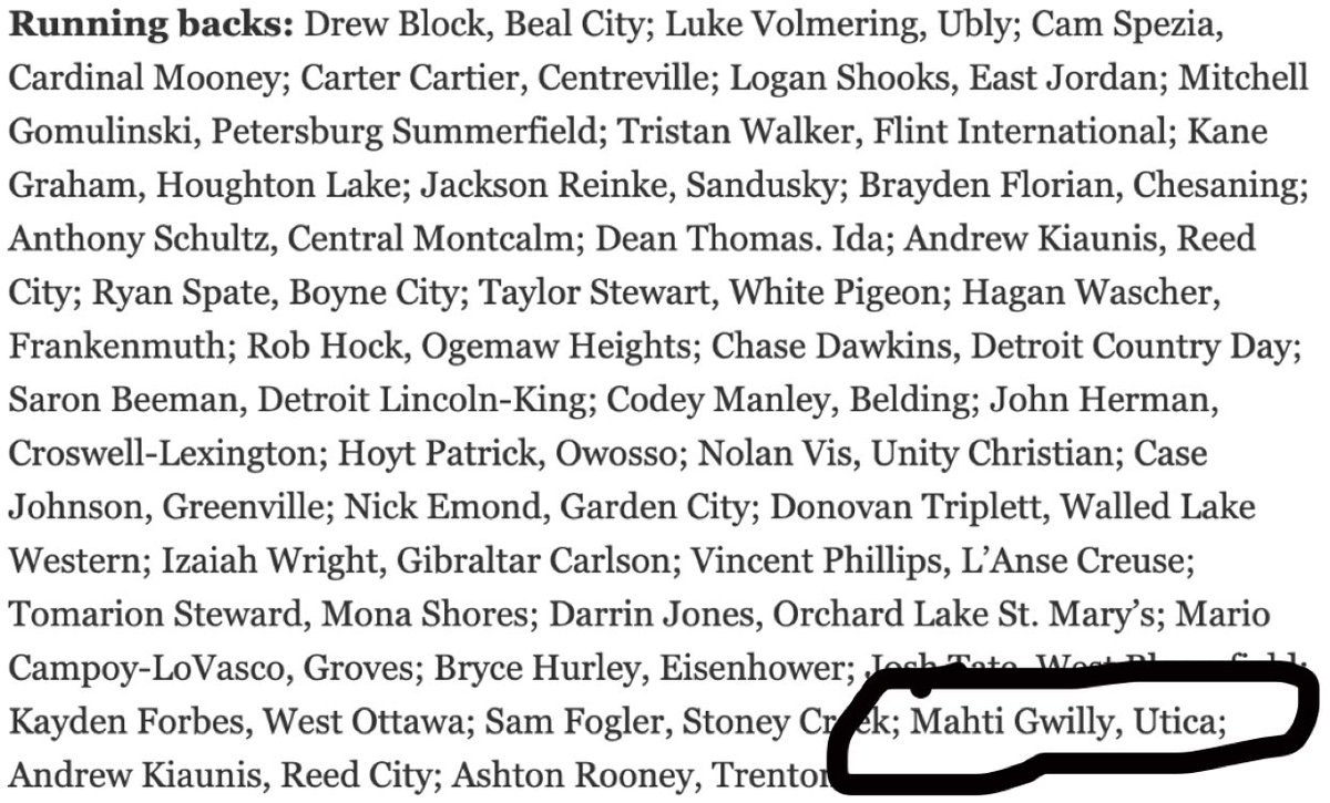 Blessed to be given All State Honors!!
<a href="/UticaHighFB/">Utica Chieftains FB</a> <a href="/RealJohnCarlin/">Coach John Carlin</a>