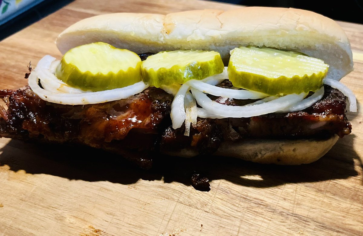 Today’s BBQ experiment was to knock-off the McRib. Success was achieved. #bbq #pork #sauce #onion #pickle