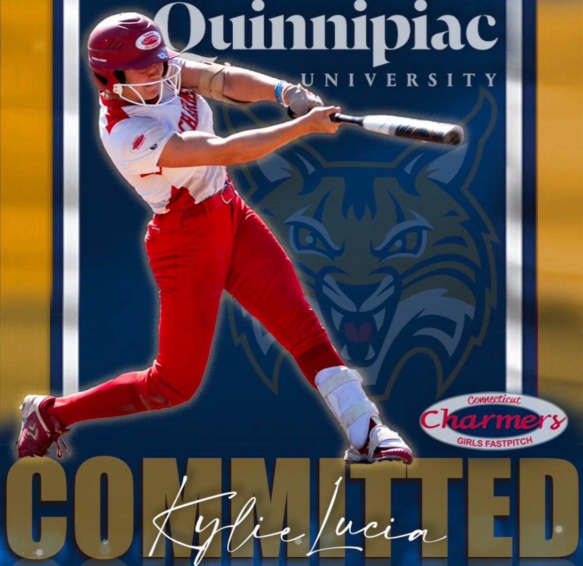 The Connecticut Charmers are proud to announce Kylie Lucia has committed to play D1 softball at Quinnipiac University, go Bobcats!