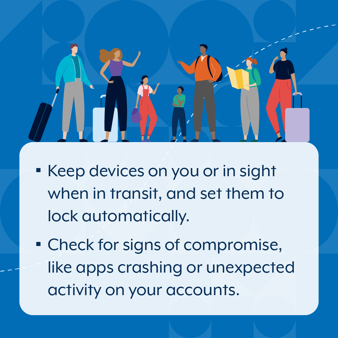 ASDGovAu's tweet image. Don’t let your guard down when travelling ✈ While you’re enjoying your holiday, cybercriminals are working hard to access your information. 

Visit our website to get our tips for travelling 👉 cyber.gov.au/protect-yourse…